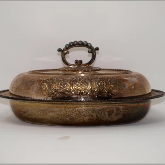 Vintage Silver Serving Platter with lid, P. S. Co. covered silver platter - Picture 1 of 10